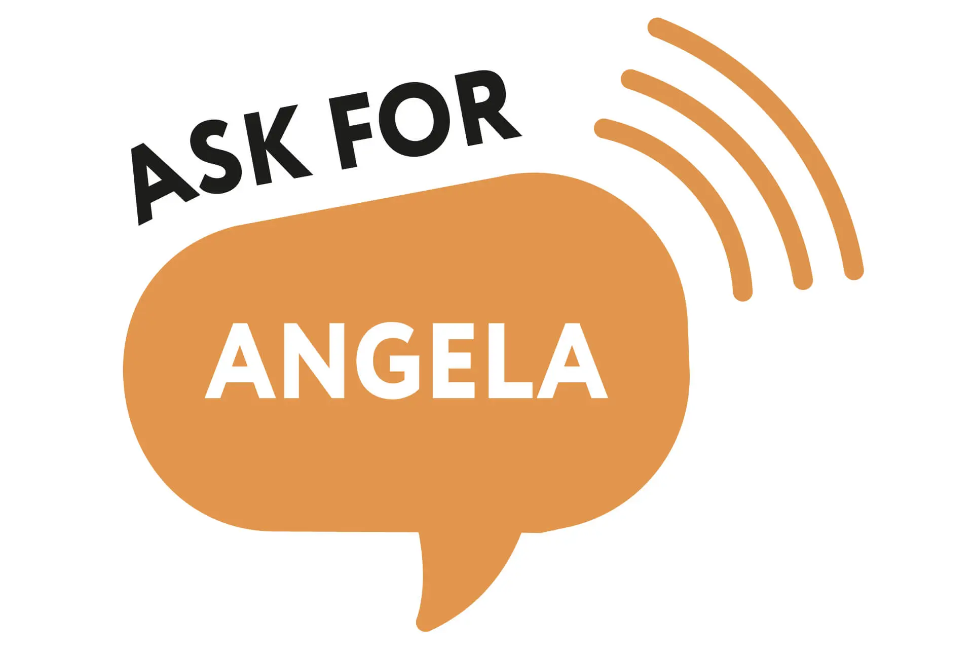 Ask for Angela Logo on a white background